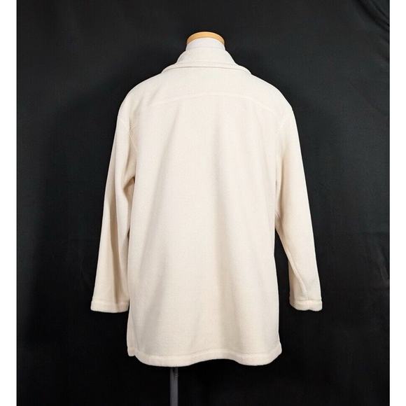 Vintage 90s Shacket Cream Fleece Button Jacket Size Petite Small PS Talbots - Picture 4 of 6